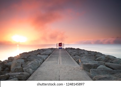 Sunrise At The Groynes In Sandbanks, Poole.