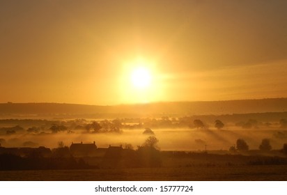 Sunrise Halo In Misty Blackmore Vale