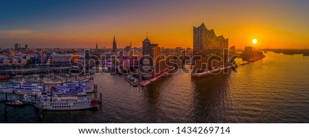 Similar – Image, Stock Photo Panorama of the Hamburg skyline in the morning