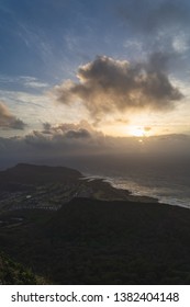 Sunrise Hike On Koko Head Hawaii Oahu Honolulu Hawaii Kai With Valiant Clouds Sun Peeking Through To Greet All Hikers In The Morning