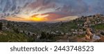 Sunrise in Israel and Palestine, a peaceful landscape at dawn. night lights in old historical biblical city Bethlehem in palestine region in Israel. Bethlehem city at the morning.