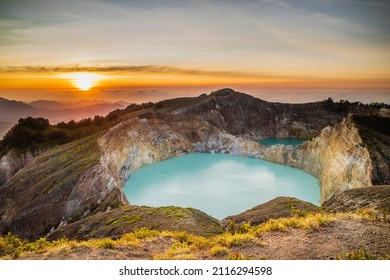 Sunrise At Kelimutu Lake On Mount Kelimutu Flores