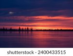 Sunrise at the lake near Churchill, Hudson Bay, Manitoba, Canada, North America