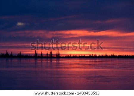 Sunrise at the lake near Churchill, Hudson Bay, Manitoba, Canada, North America ストックフォト © 