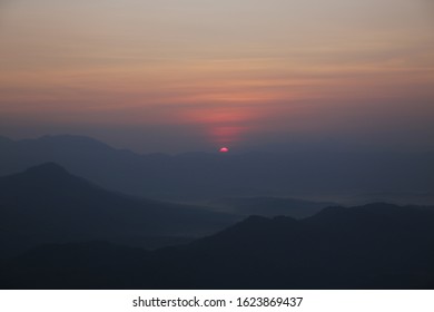 Sunrise landscape seeing in the hotairballoon at LAOS