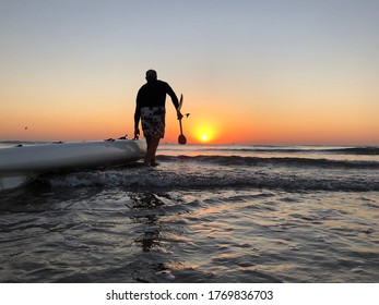 Sunrise Launch To Go Fishing Off A Paddle-ski In Durban, South Africa