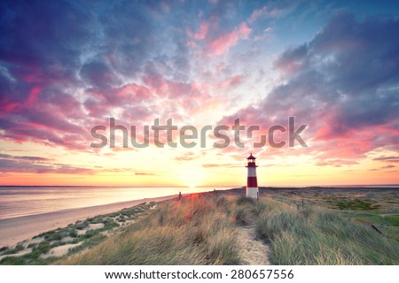 sunrise at Lighthouse List East on Sylt.