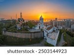 Sunrise Macau Guia Fortress, castle in the mountains, lighthouse,