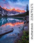 Sunrise at Moraine Lake in Banff National Park, Alberta, Canada