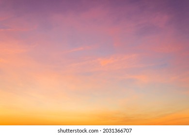 Sunrise in Morning with Pink,Yellow and Orange Sky Background, Dramatic twilight landscape with Sunset in evening, Horizontal Beautiful Natural Sky banner of Sunlight for four season backdrop - Shutterstock ID 2031366707