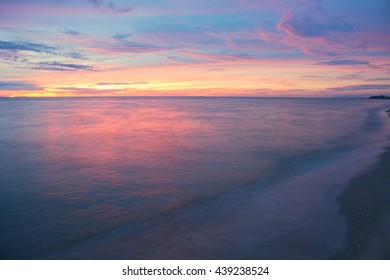 sunrise morning time before colorful sky and water in the lake with light reflex - Shutterstock ID 439238524