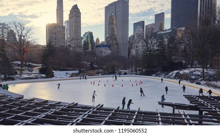 Sunrise In New York, View Of Ice Skating Rink