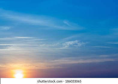 Sunrise On Blue Sky.