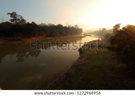 Sunrise on Bramhaputra river tributory
