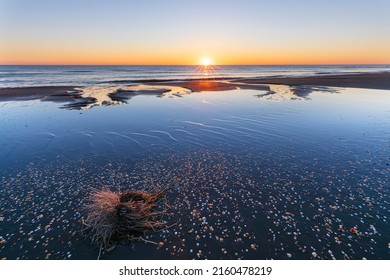 Sunrise on the coast of the Caspian Sea
