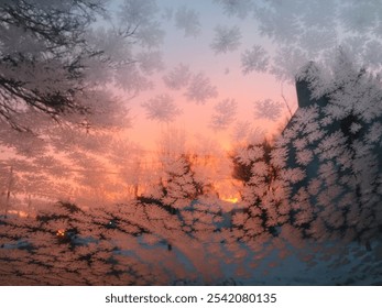 Sunrise on a frosty window - Powered by Shutterstock