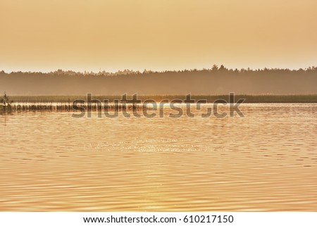 Similar – Morgensonne scheint auf den Dunst über einem See