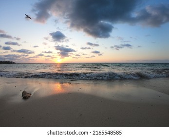 A Sunrise On Playa Del Carmen Beach In Mexico