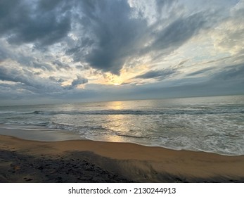  Sunrise On Pondicherry Beach Cloudy