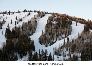 Sunrise on the ski slopes at Deer Valley, Utah, near Park City.