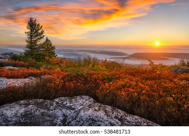 Sunrise over the Allegheny Front from atop Bear Rocks in West Virginia's Dolly Sods Wilderness