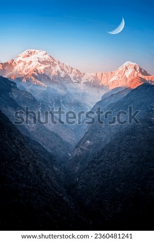 Sunrise over the Annapurna range in Nepal Himalayan