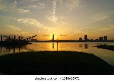 Sunrise over Baton Rouge and Mississippi river