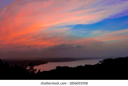 Sunrise Over Beaver Lake During The Sahara Dust Storm.