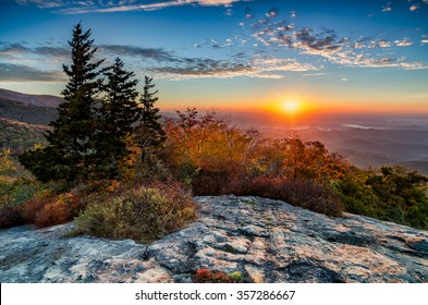 Sunrise over the Blue Ridge Mountains along the Blue Ridge Parkway in NC - Shutterstock ID 357286667