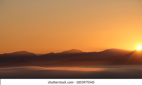 Sunrise Over Boland Mountains Western Cape