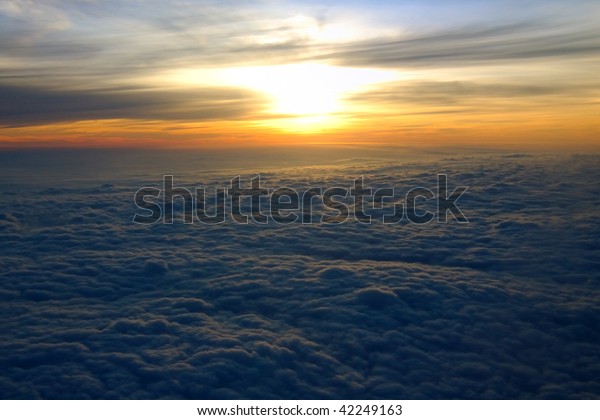 Sunrise Over Clouds 30000 Feet Air Stock Photo Edit Now 42249163