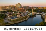 Sunrise Over Cristina River and Downtown City Skyline Wilmington Delaware