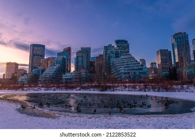 Sunrise Over A Downtown Calgary Winter Park