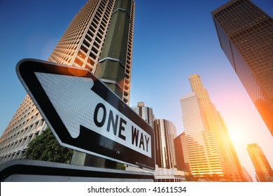 Sunrise Over Downtown Los Angeles, California, USA