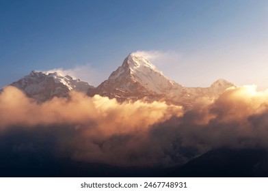 Sunrise over Fish Tail or Machapuchare Mountain View from Poon Hill View Point - Powered by Shutterstock