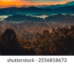 Sunrise over the Great Smoky Mountains in Tennessee. These Blue Ridge mountains are like no other!