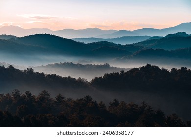 Sunrise over the Great Smoky Mountains in Tennessee. These Blue Ridge mountains are like no other! - Powered by Shutterstock