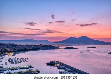 Sunrise Over The Gulf Of Naples In Italy