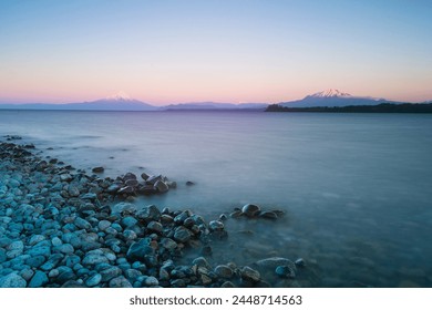Sunrise over lake Llanquihue and Volcan Osorno, Puerto Varas, Chilean Lake District, Los Lagos, Chile, South America - Powered by Shutterstock