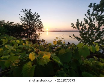 Sunrise Over The Mississippi River In Iowa