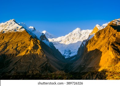 Sunrise over mountain peak Northern area of Pakistan - Shutterstock ID 389726326
