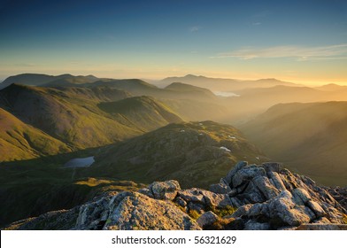 Sunrise Over Mountains In The English Lake District