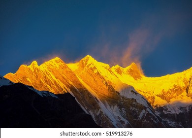 Sunrise over Mt. Annapurna from Annapurna base camp ,Nepal.