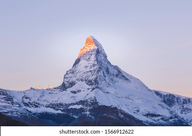 Sunrise over the peak of the Matterhorn