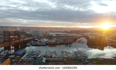 Sunrise Over The Port Of Tacoma And Thea Foss Waterway