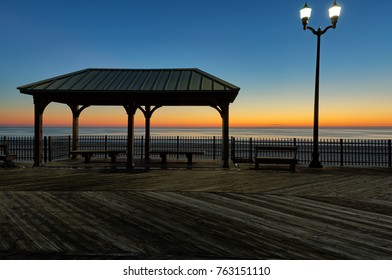 Sunrise Over Seaside Heights Boardwalk In NJ