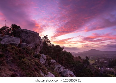 Sunrise Over Sugar Loaf Mountain In Wicklow, Ireland