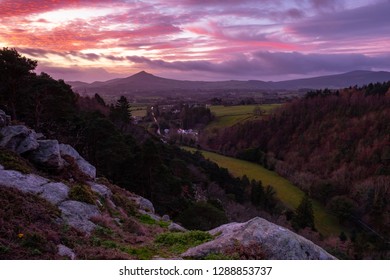 Sunrise Over Sugar Loaf Mountain In Wicklow, Ireland