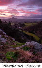 Sunrise Over Sugar Loaf Mountain In Wicklow, Ireland