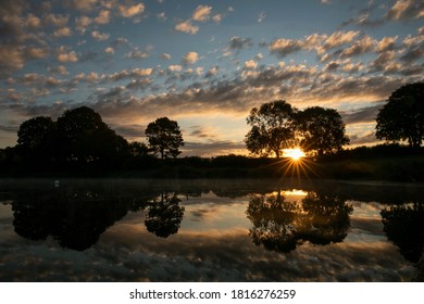 Sunrise Over Sywell Country Park In Northamptonshire